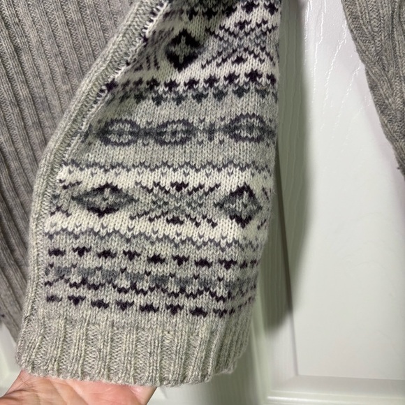 VTG Mac Jac Fair Isle Sweater Women Large Gray Wool Angora Rabbit Hair Cabincore - Picture 5 of 6